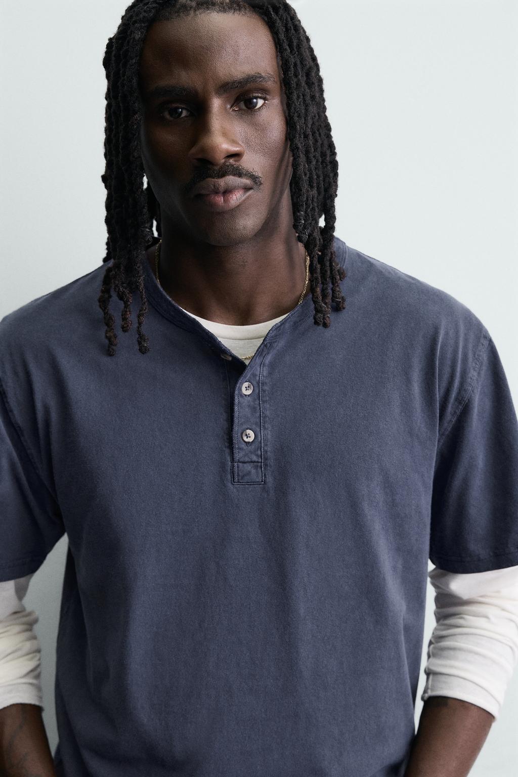 ФУТБОЛКА ХЕНЛИ С ЭФФЕКТОМ ПОТЕРТОСТИ