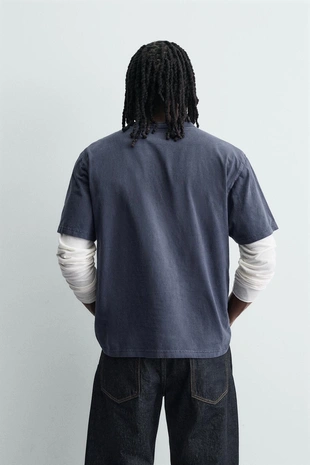 Футболка хенли с эффектом потертости- Заказать в России