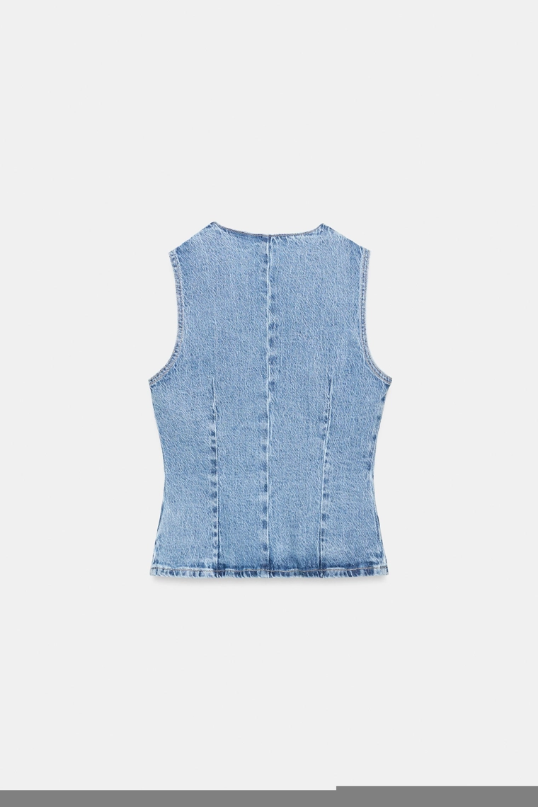 Джинсовый жилет с двубортной застежкой z1975