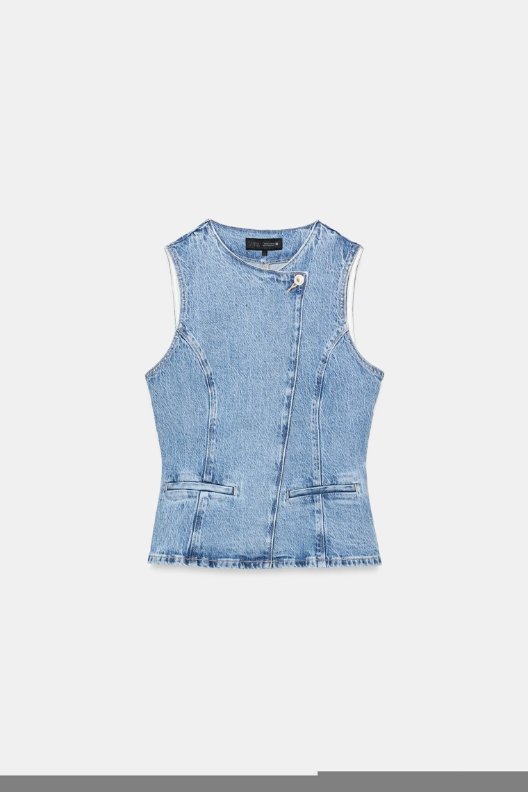 Джинсовый жилет с двубортной застежкой z1975