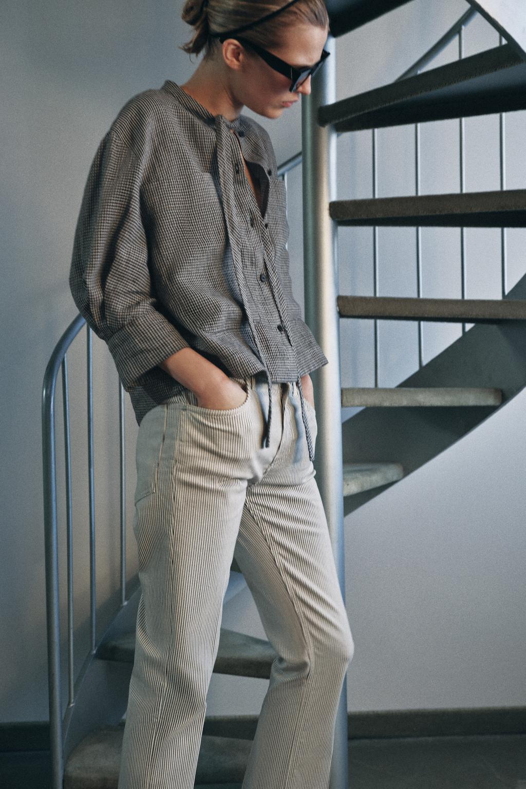 РУБАШКА В КЛЕТКУ ИЗ ЛЬНА — коллекция Zara «ZW»