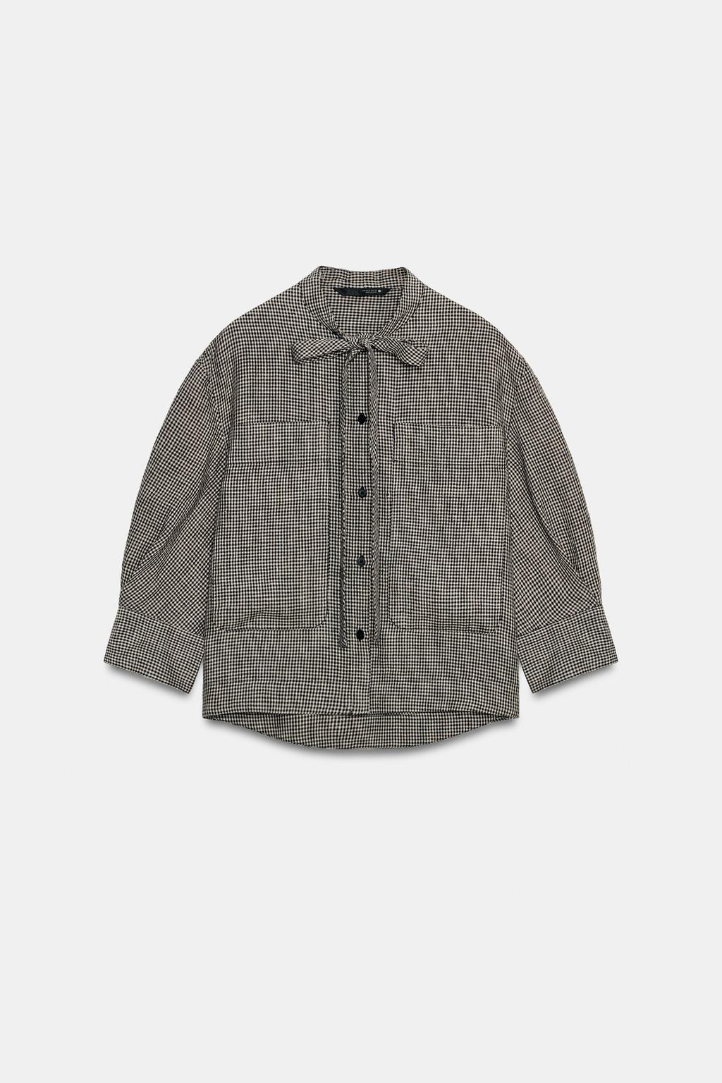 РУБАШКА В КЛЕТКУ ИЗ ЛЬНА — коллекция Zara «ZW»