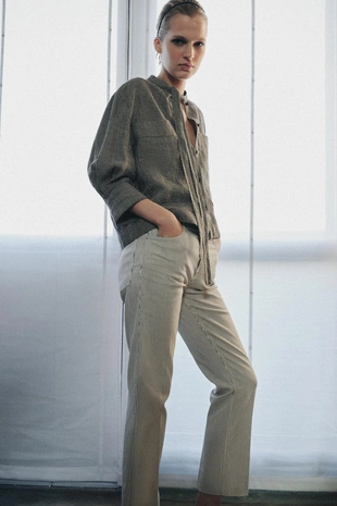 Рубашка в клетку из льна — коллекция Zara «Zw»- Заказать в России