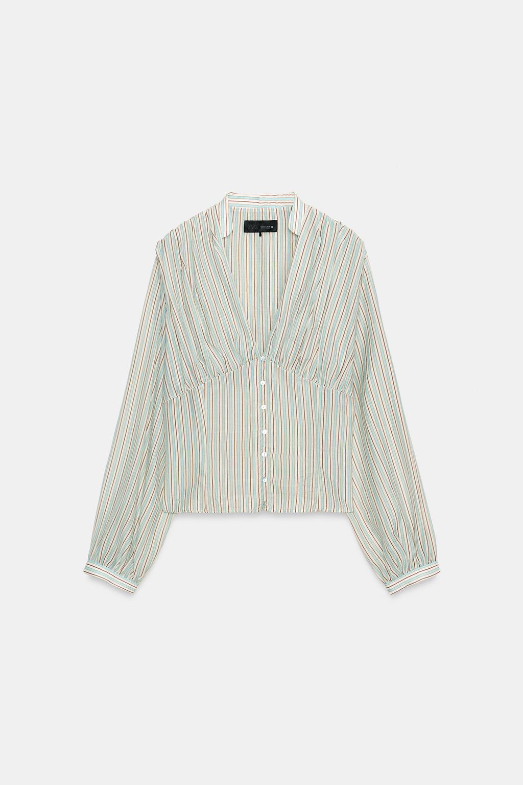 РУБАШКА В ПОЛОСКУ С ПРИТАЛЕННЫМ СИЛУЭТОМ