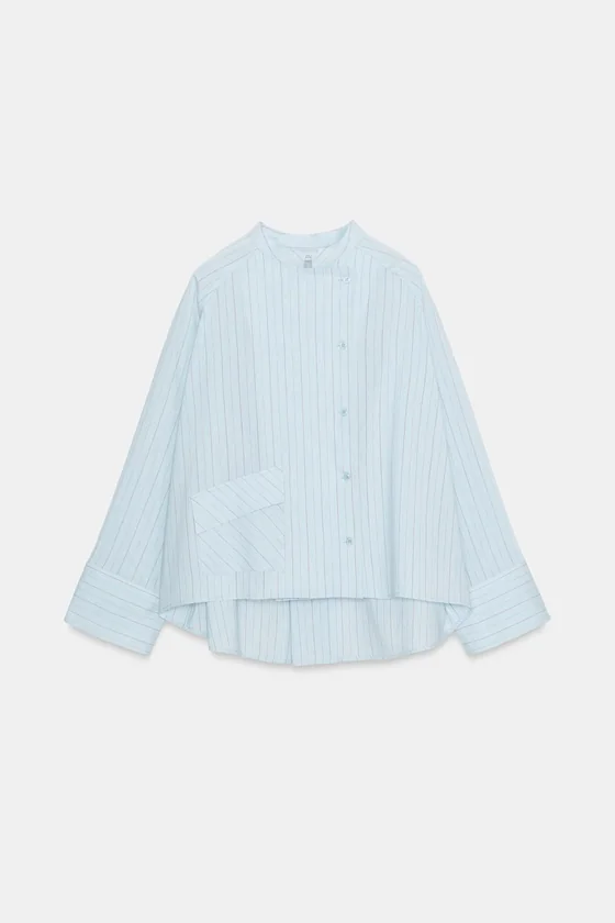 РУБАШКА В ПОЛОСКУ С КАРМАНОМ — коллекция Zara «ZW»