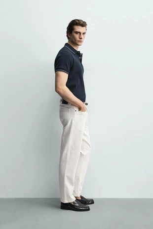 Поло в рубчик стандартной посадки- Заказать в России