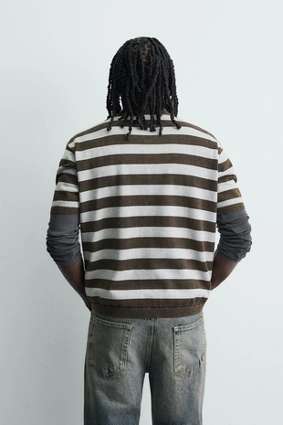 Жаккардовое поло в полоску- Заказать в России