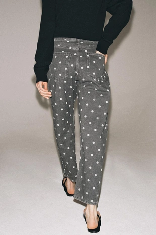 Джинсы коллекция Zara «Zw» Ankle  со средней посадкой и горошком- Заказать в России
