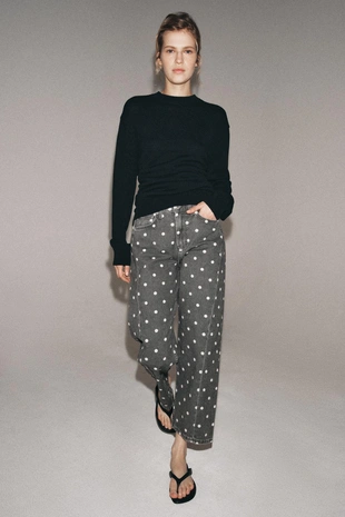 Джинсы коллекция Zara «Zw» Ankle  со средней посадкой и горошком- Заказать в России