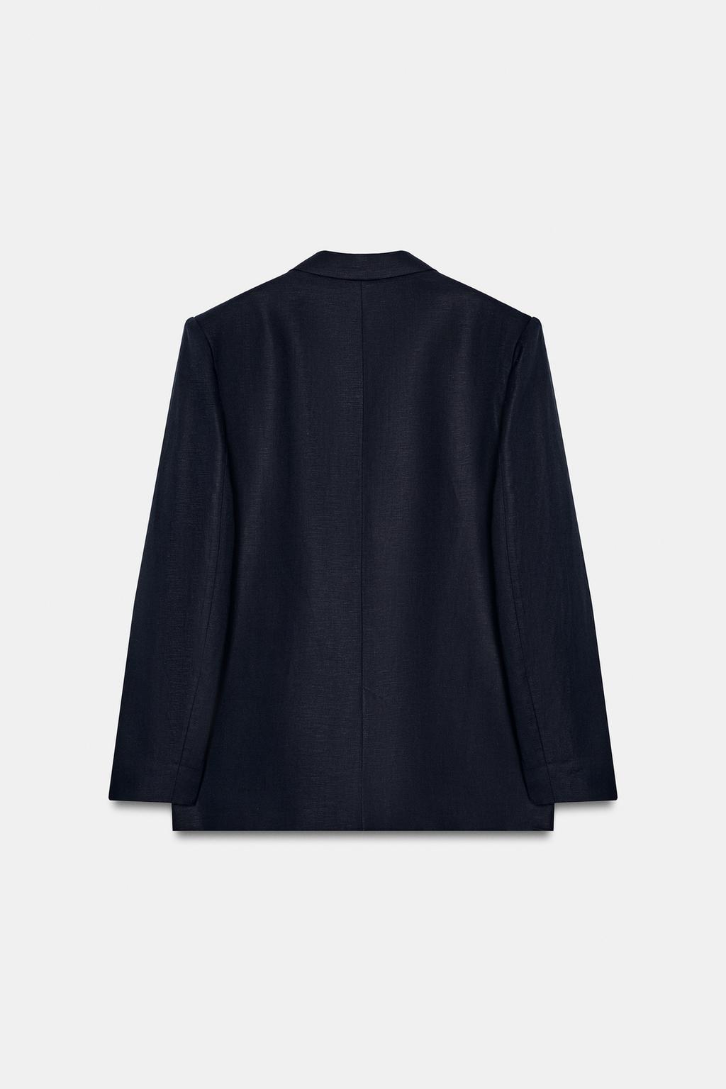 ДВУБОРТНЫЙ БЛЕЙЗЕР ИЗ СМЕСОВОГО ЛЬНА С ПОДВЕРНУТЫМИ РУКАВАМИ