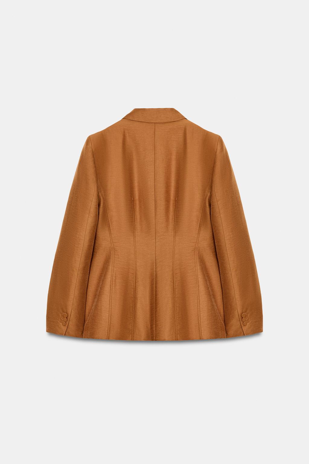 БЛЕЙЗЕР ИЗ СМЕСОВОГО ЛЬНА С ОБТЯНУТЫМИ ПУГОВИЦАМИ