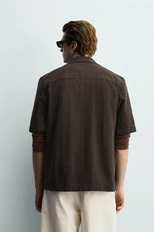 Рубашка свободного кроя из рельефной ткани- Заказать в России