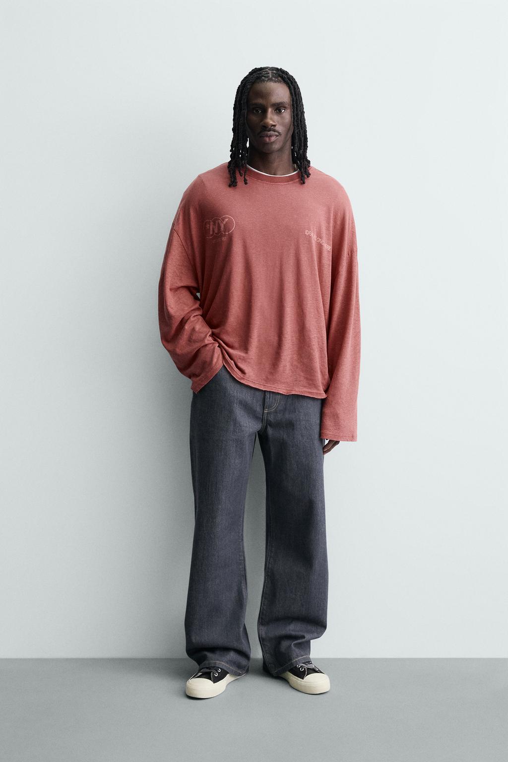 ФУТБОЛКА -FIT ИЗ ХЛОПКА И ЛЬНА С НАДПИСЯМИ