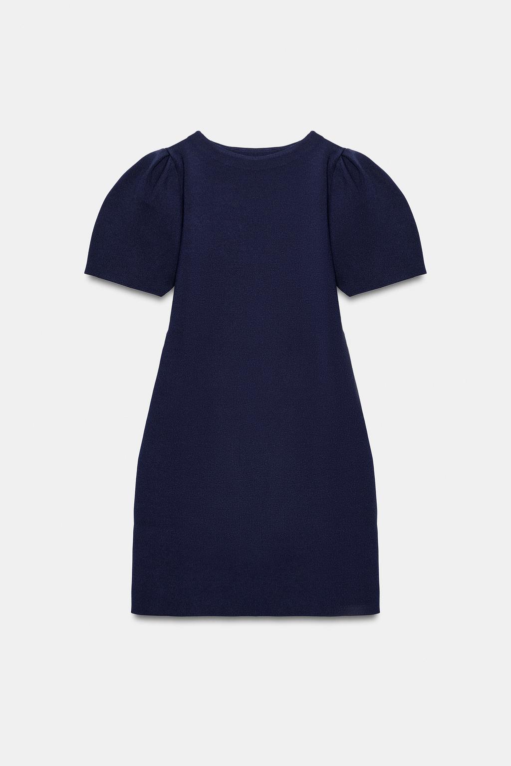 КОРОТКОЕ ТРИКОТАЖНОЕ ПЛАТЬЕ С ОБЪЕМНЫМИ РУКАВАМИ