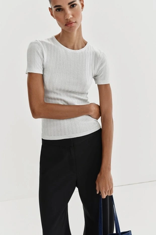 Топ в рубчик с блестящей нитью- Заказать в России