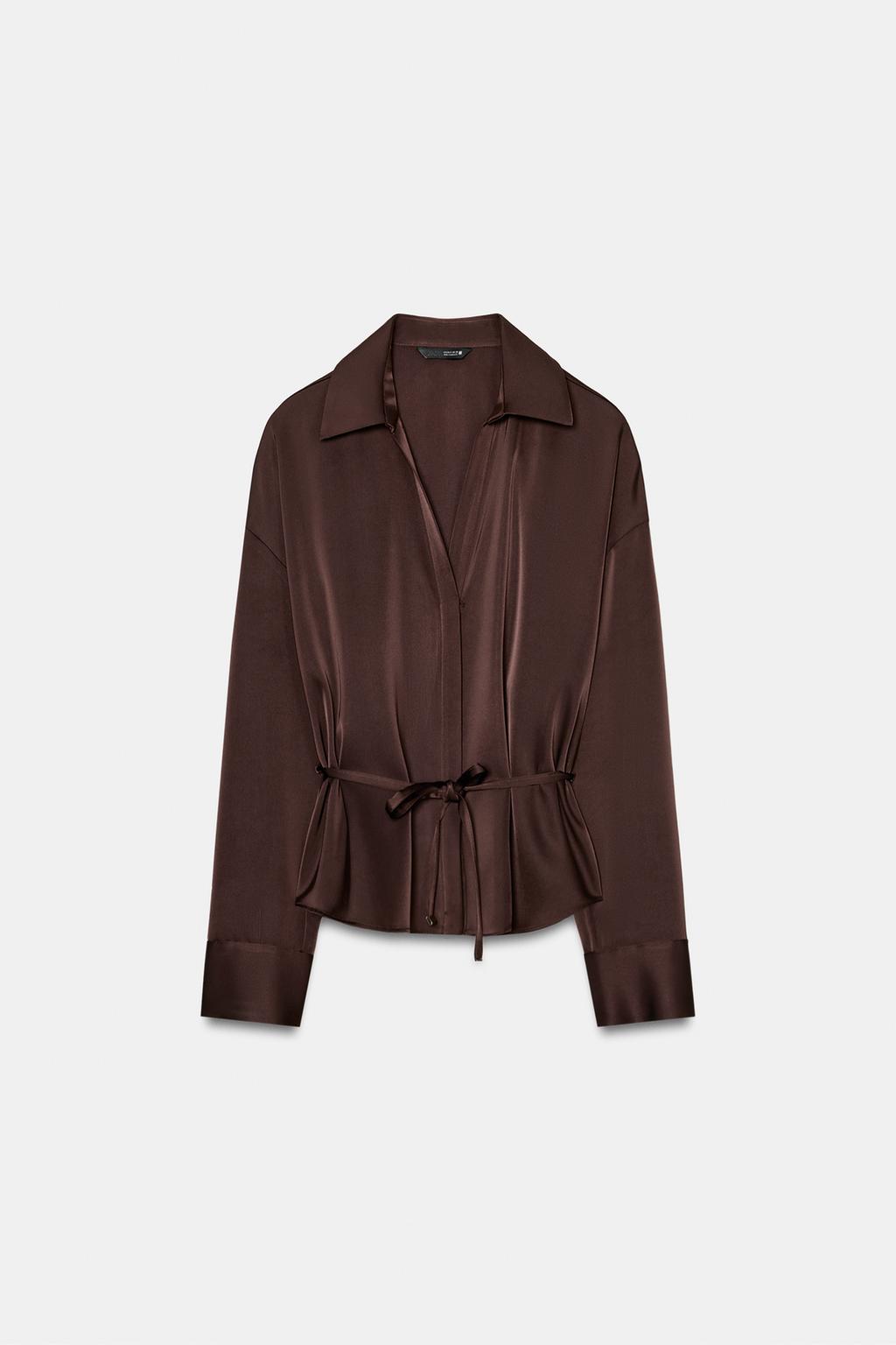 АТЛАСНАЯ БЛУЗКА С ПОЯСОМ