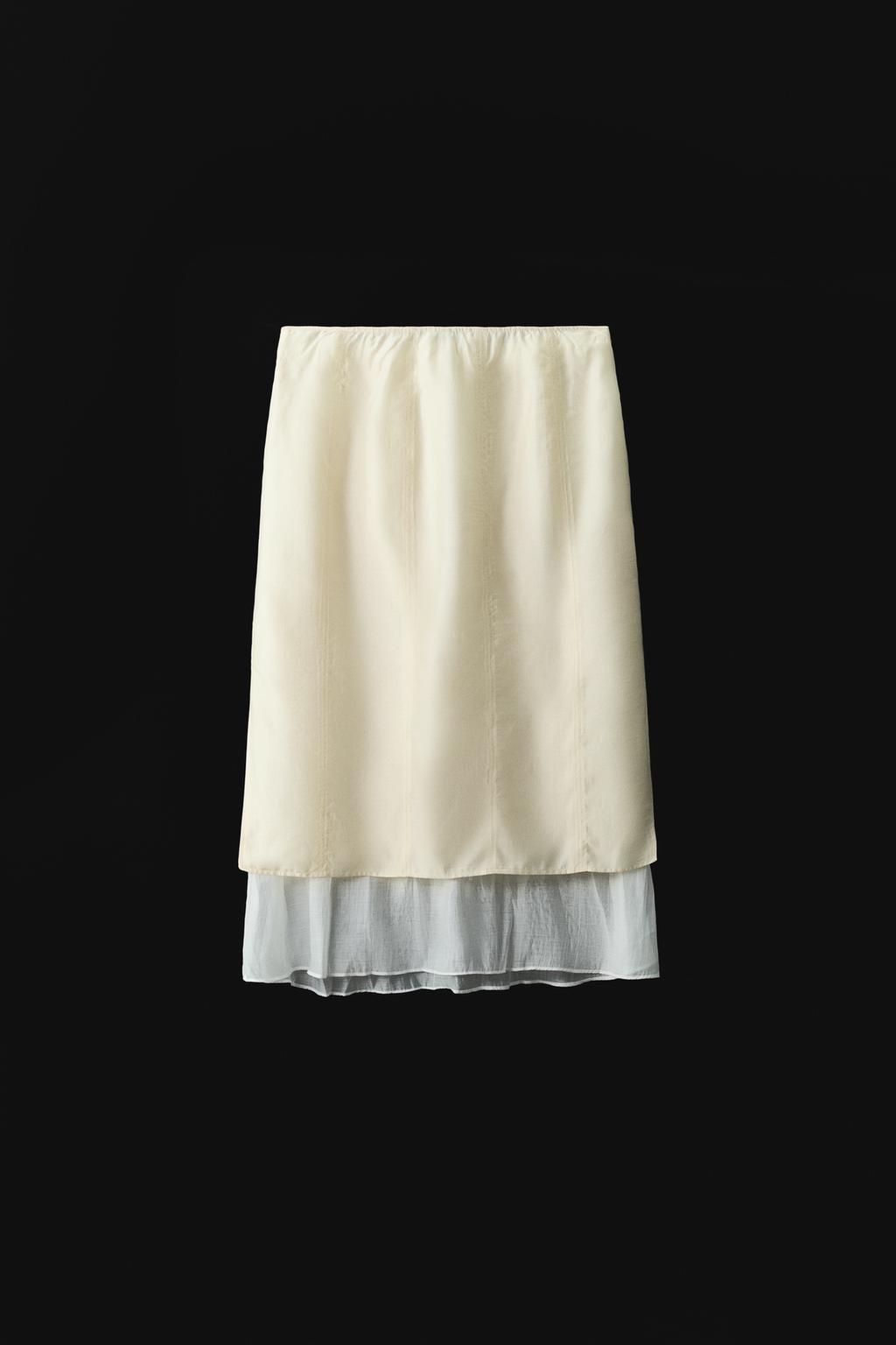 КОМБИНИРОВАННАЯ ЮБКА МИДИ — коллекция Zara «ZW»