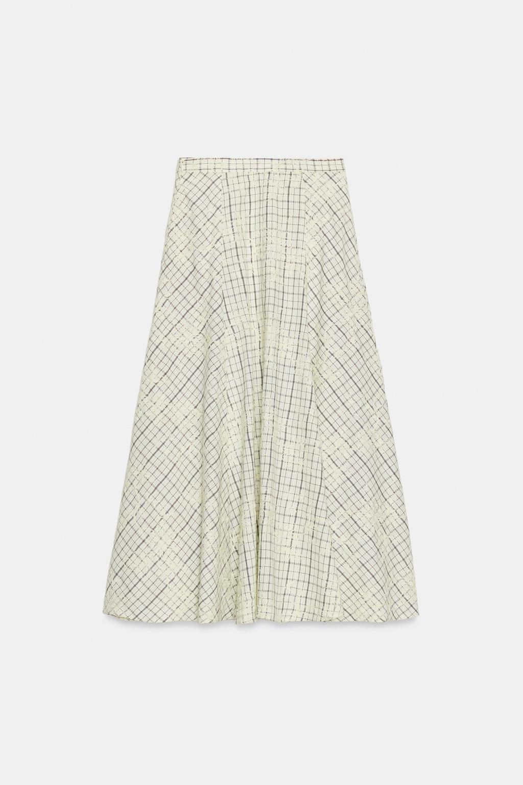 ЮБКА МИДИ В КЛЕТКУ С ВЫШИВКОЙ И ЗАВЯЗКАМИ