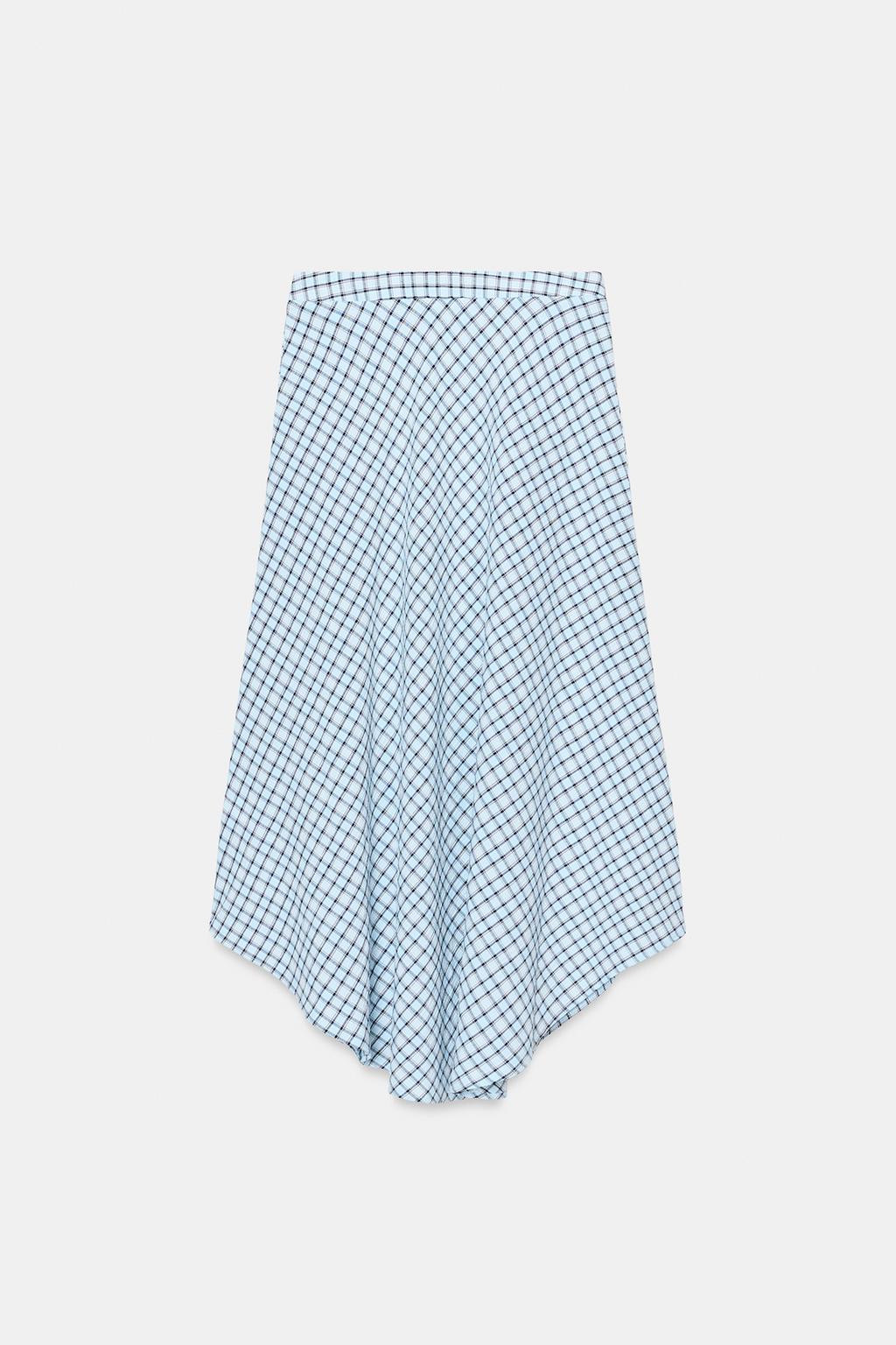 АСИММЕТРИЧНАЯ ЮБКА МИДИ В КЛЕТКУ