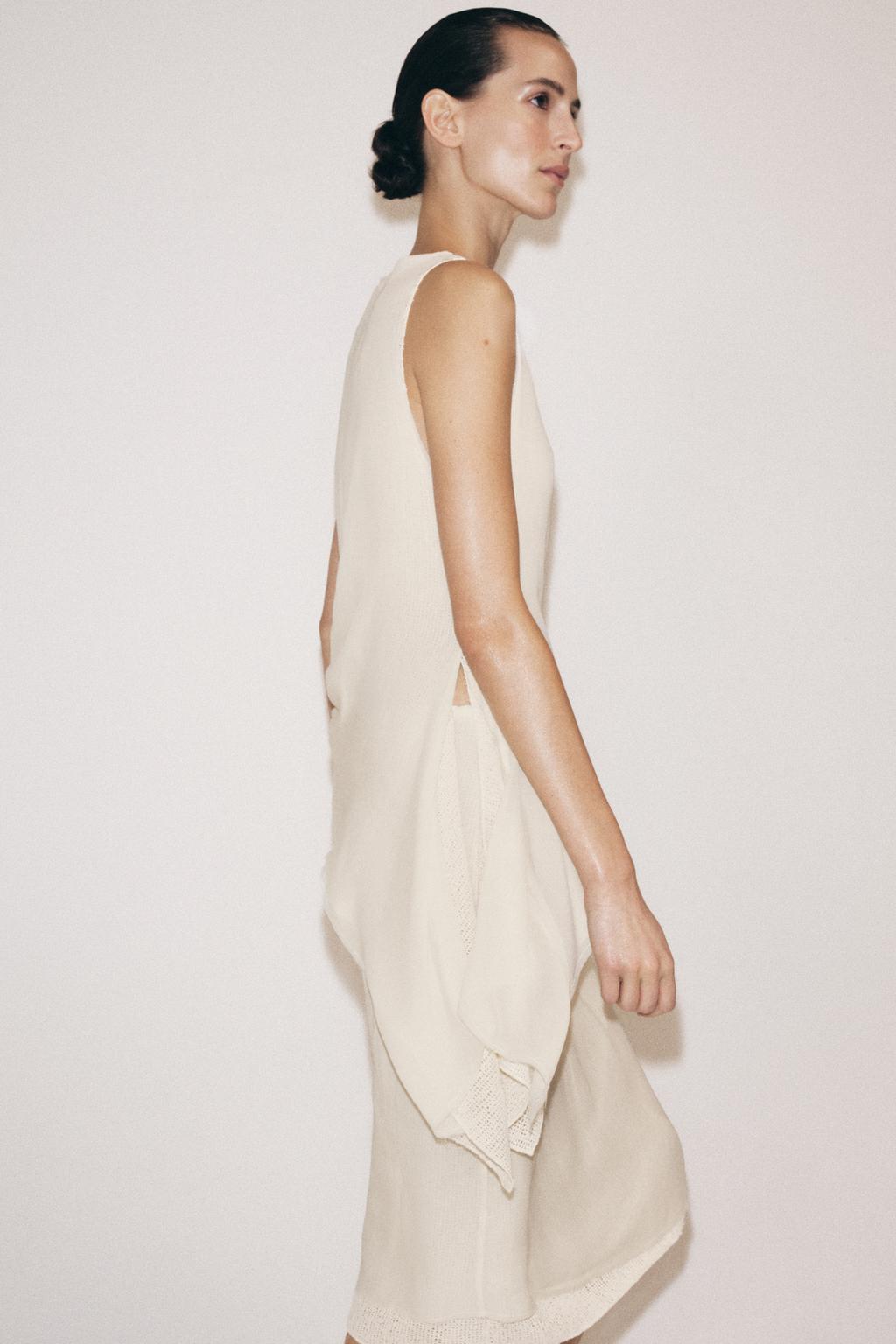 ЮБКА МИДИ С ЭФФЕКТОМ ДВОЙНОЙ ТКАНИ