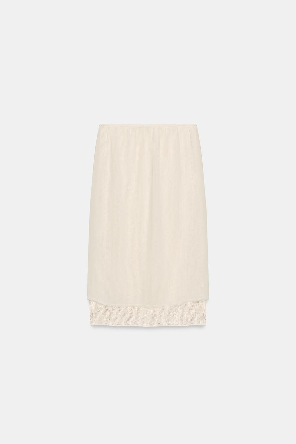 ЮБКА МИДИ С ЭФФЕКТОМ ДВОЙНОЙ ТКАНИ