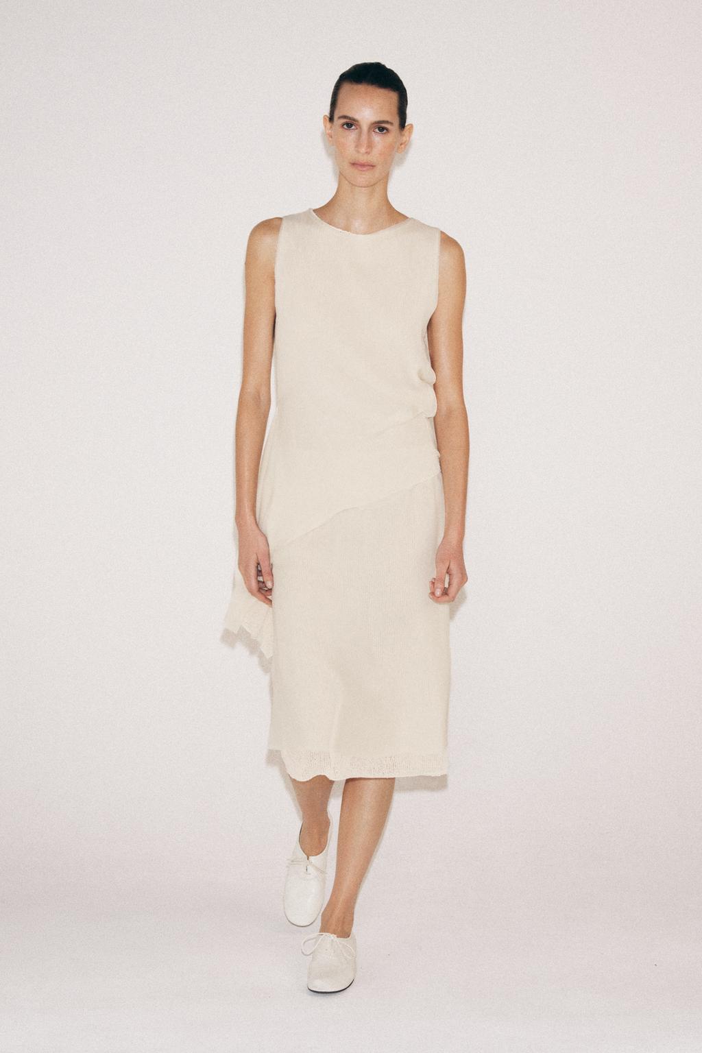 ЮБКА МИДИ С ЭФФЕКТОМ ДВОЙНОЙ ТКАНИ