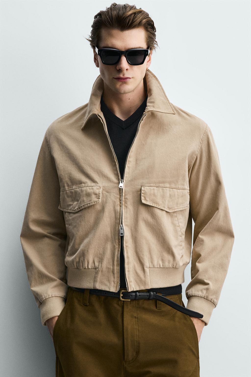 КУРТКА КЛАССИЧЕСКОГО КРОЯ ИЗ СТИРАНОГО ХЛОПКА