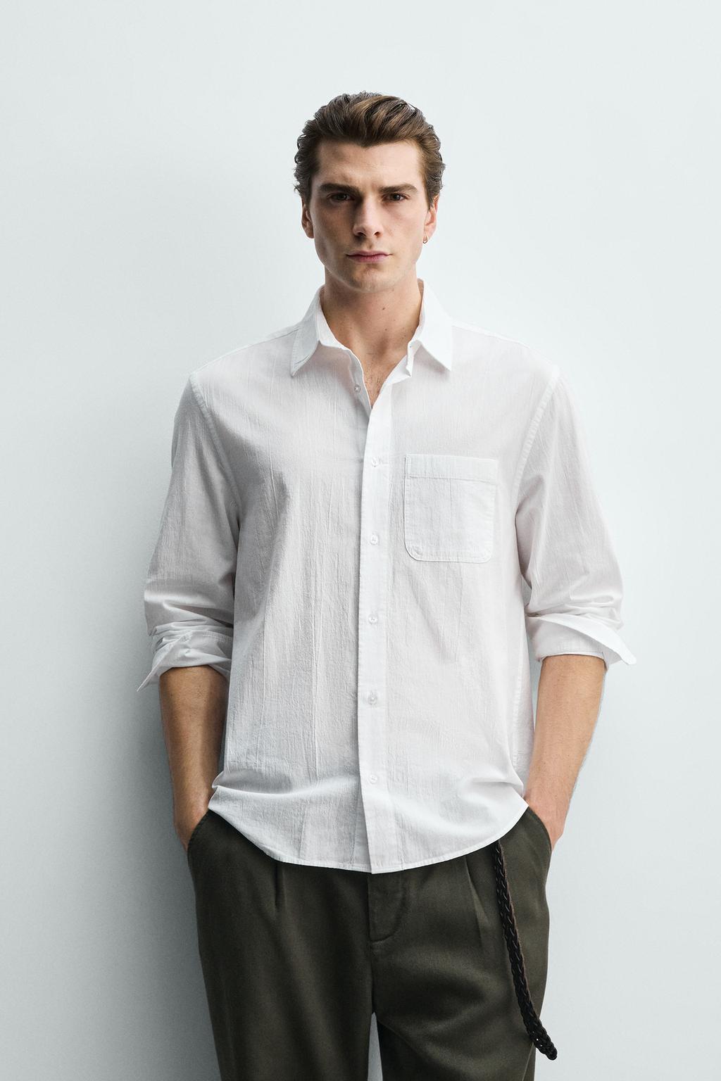 РУБАШКА стандартной посадки С ЭФФЕКТОМ ЖАТОЙ ТКАНИ