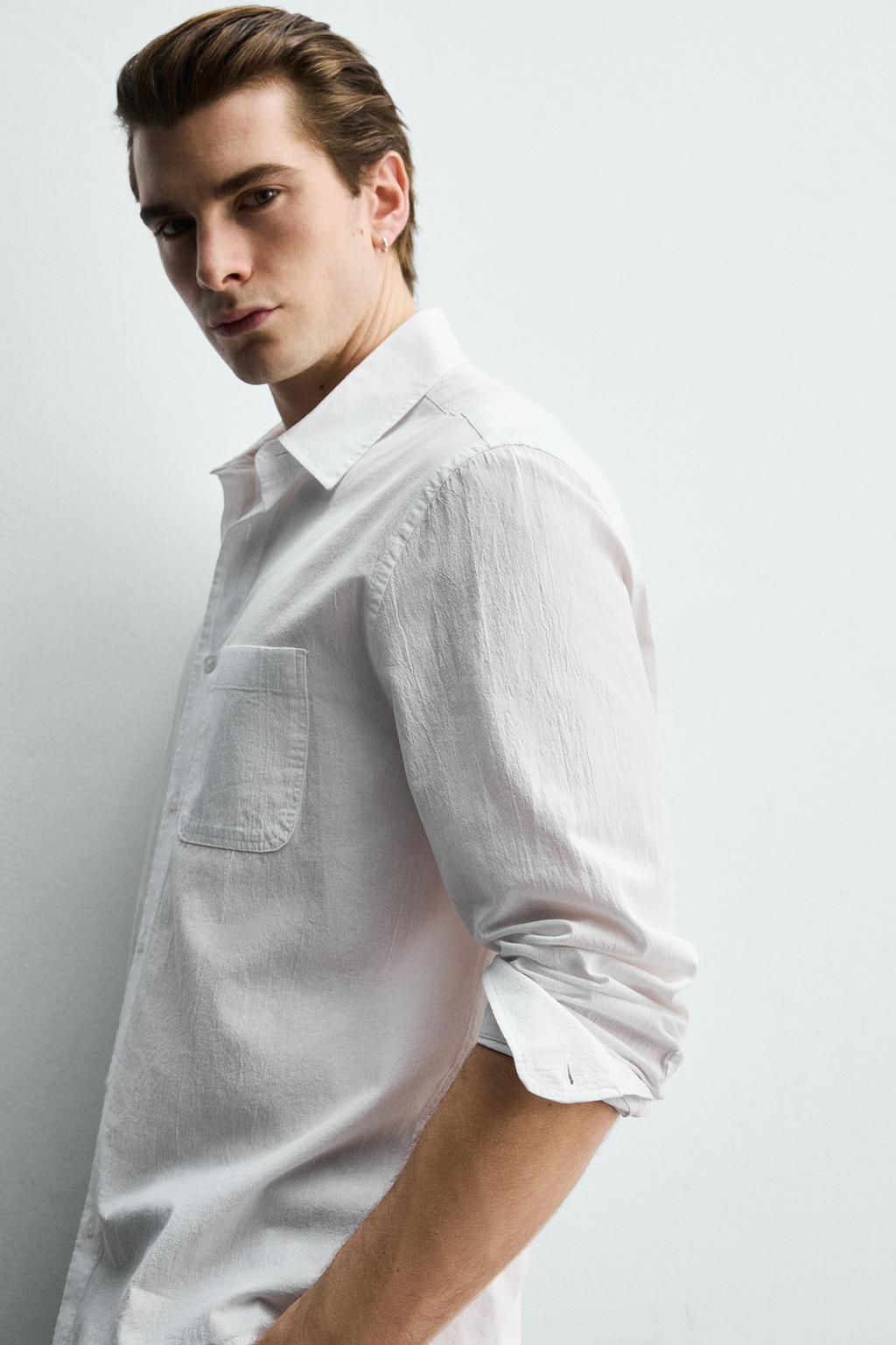 РУБАШКА стандартной посадки С ЭФФЕКТОМ ЖАТОЙ ТКАНИ