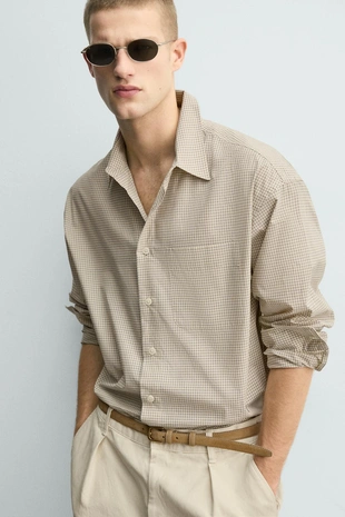 Рубашка в клетку с вышивкой- Заказать в России