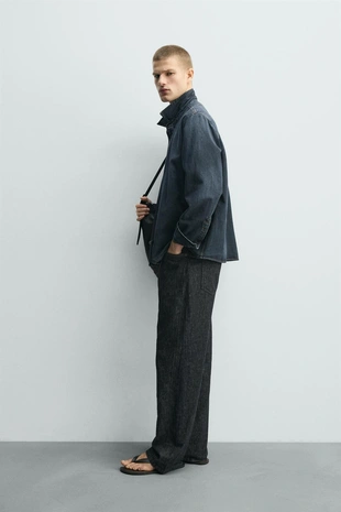 Джинсовая рубашка на молнии- Заказать в России