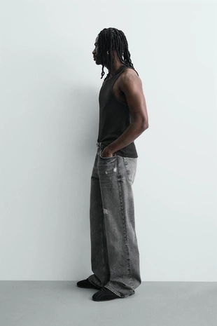 Майка в рубчик с эффектом потертости- Заказать в России