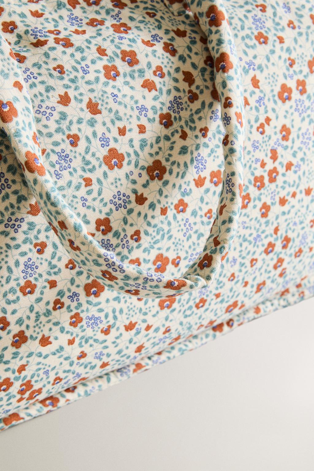 Детская сумка для пляжа из хлопка с цветочным узором