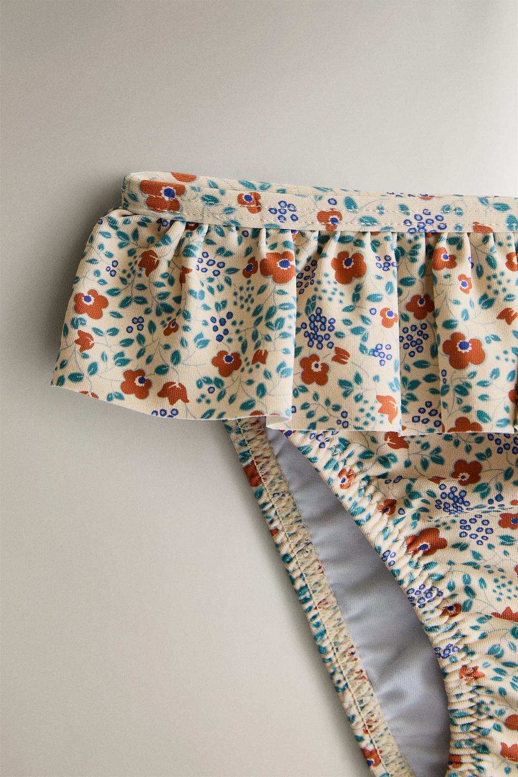 Детские плавки для пляжа с тропическими цветочными оборками