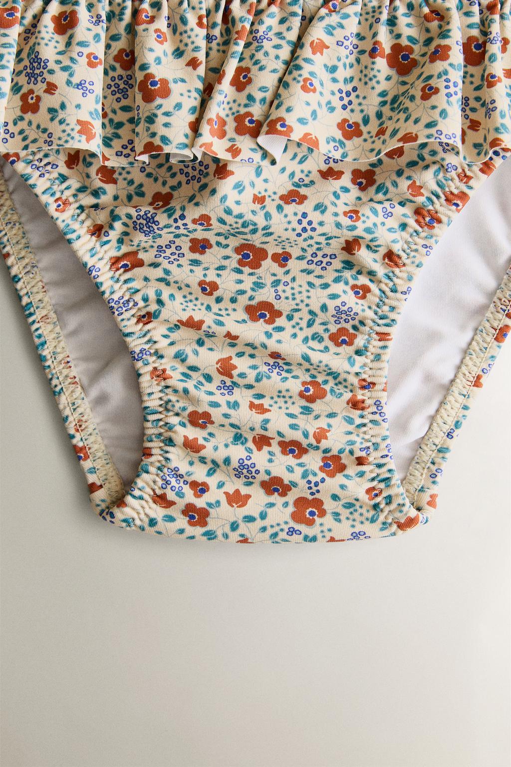 Детские плавки для пляжа с тропическими цветочными оборками