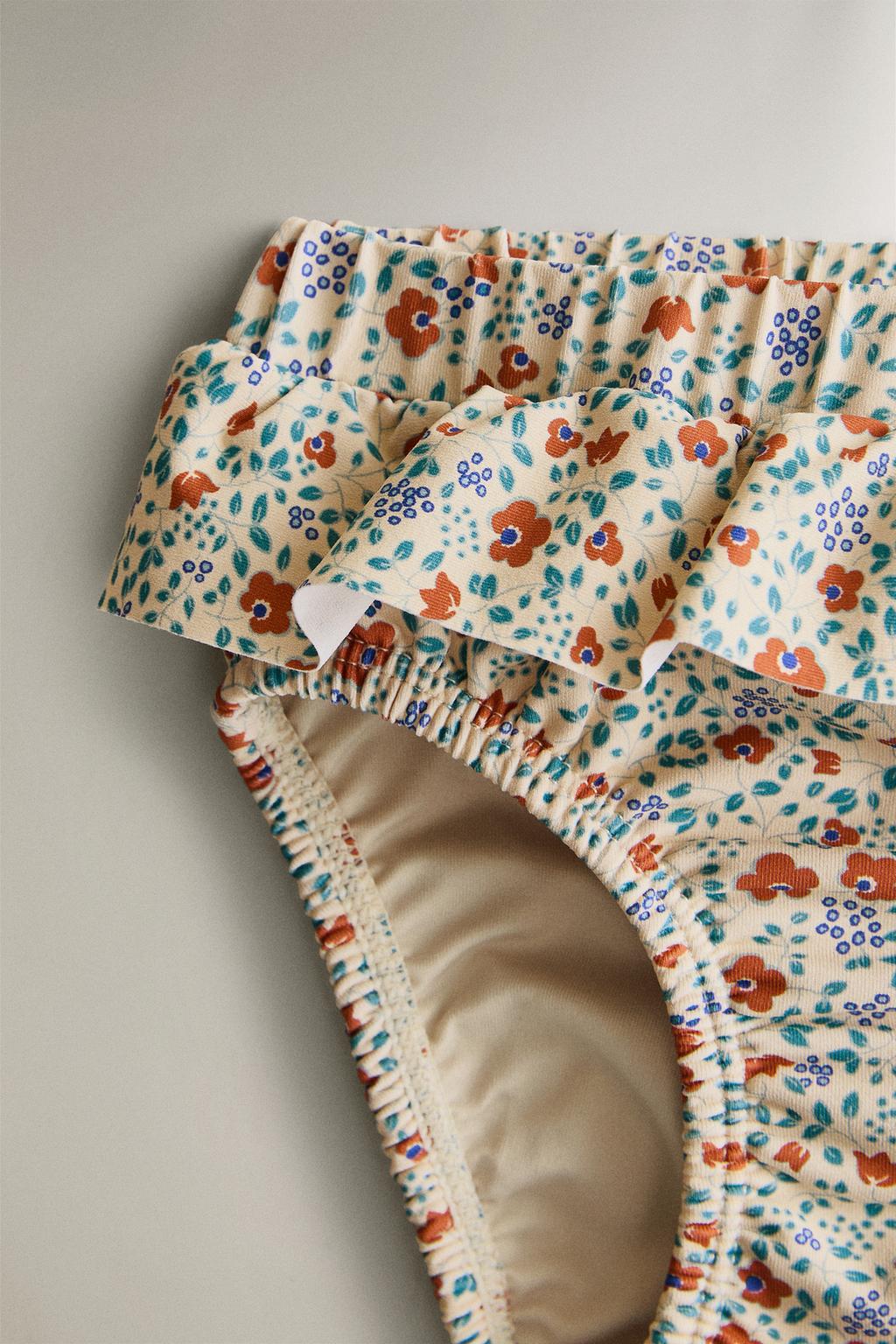 Трусы для младенцев на пляж с оборками и цветочным принтом
