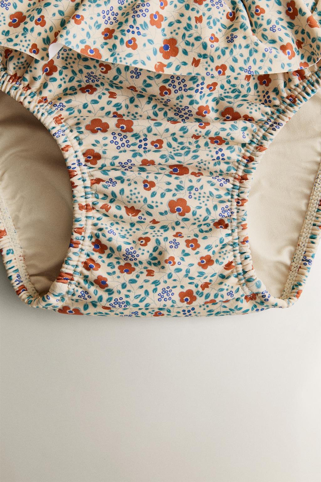 Трусы для младенцев на пляж с оборками и цветочным принтом