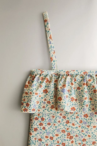 Детский купальник с цветочными оборками для пляжа- Заказать в России