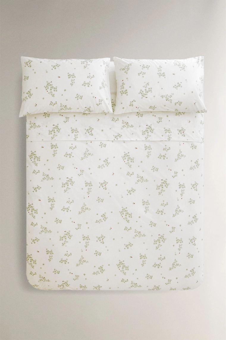 Постельное одеяло из хлопка с изображением клевера и божьей коровки