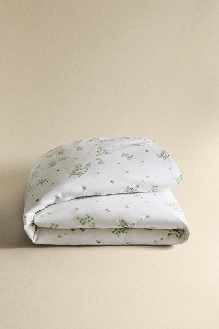 Постельное одеяло из хлопка с изображением клевера и божьей коровки