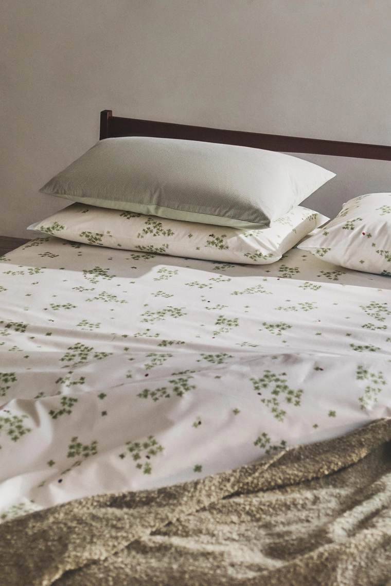 Постельное одеяло из хлопка с изображением клевера и божьей коровки