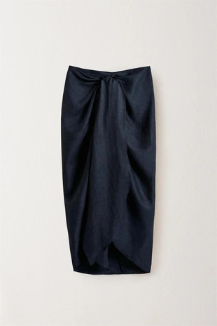 Длинный пляжный саронг из льна с завязкой- Заказать в России