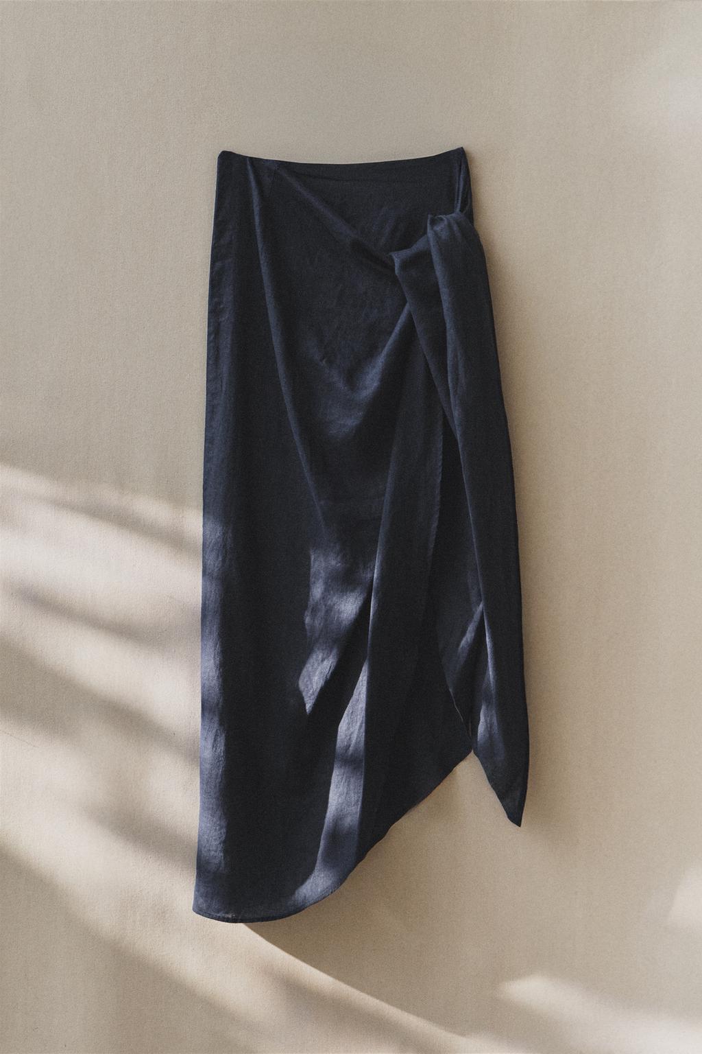 Длинный пляжный саронг из льна с завязкой