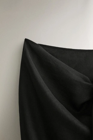 Короткий пляжный саронг из льняной смеси с узлом- Заказать в России