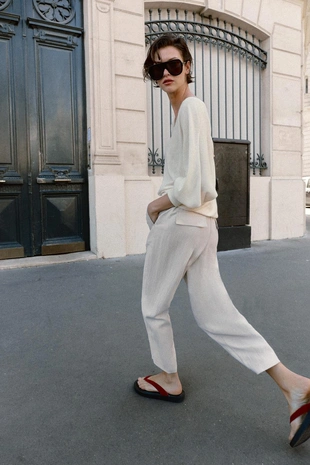 Брюки с эластичным поясом- Заказать в России