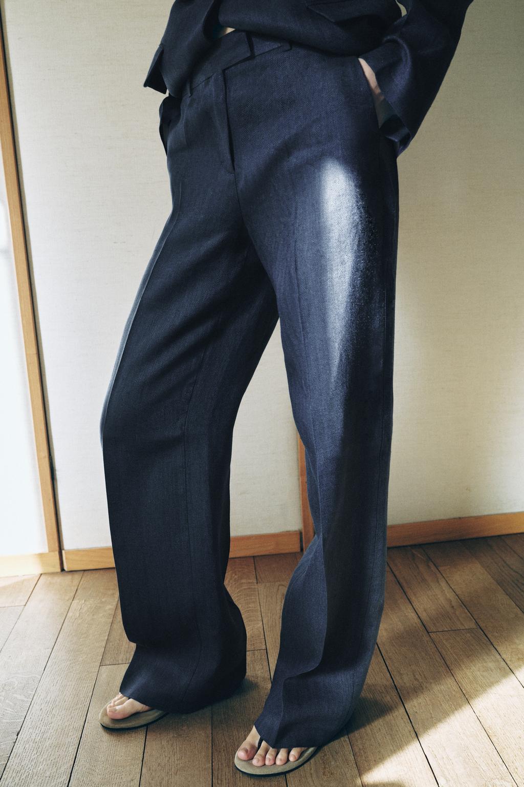 БРЮКИ В ЕЛОЧКУ ИЗ 100% ЛЬНА