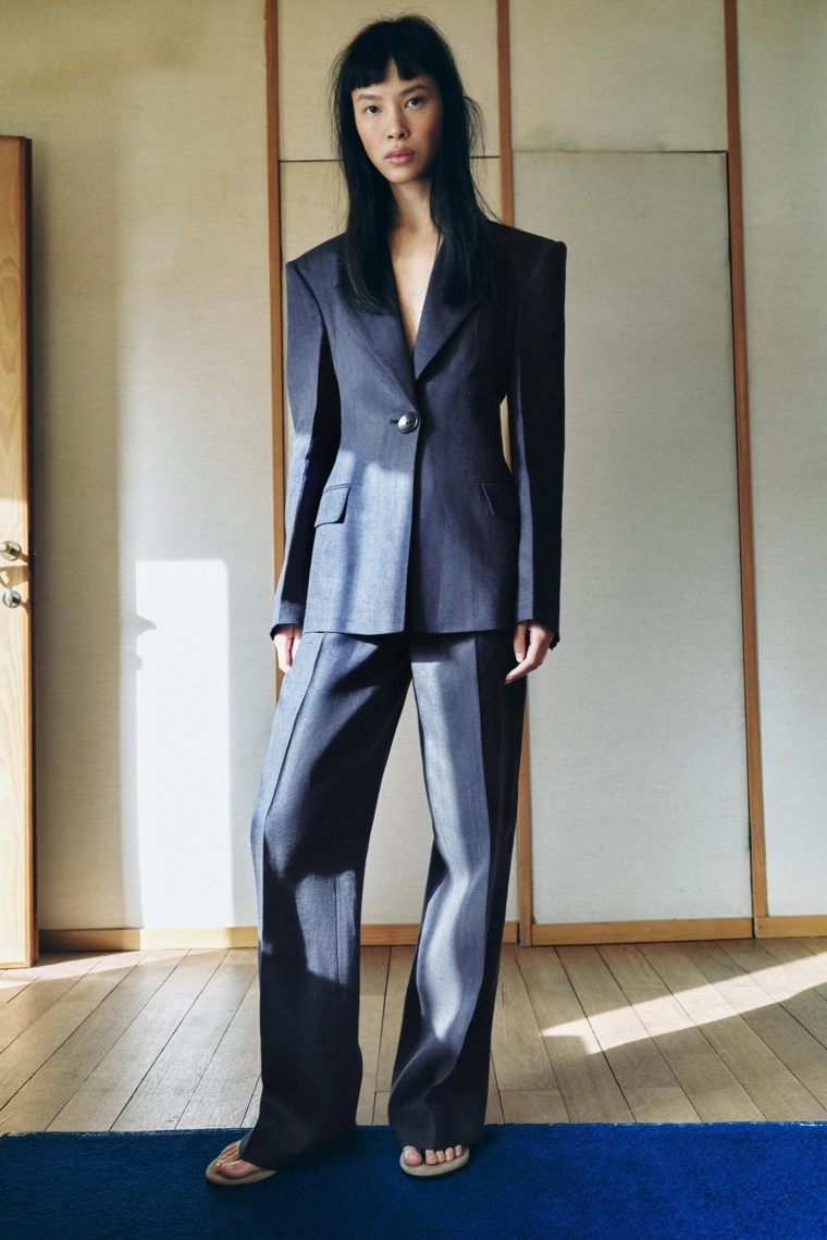 Костюм из брюк с узором в зигзаг из 100% льна