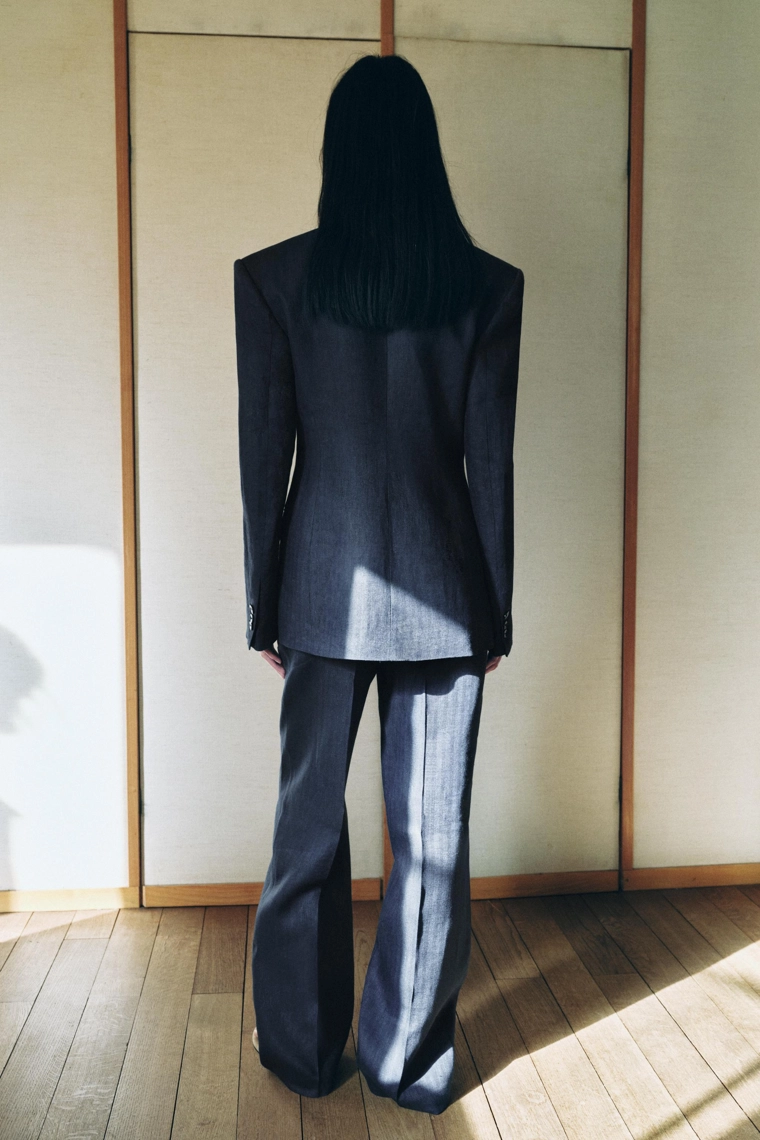 Костюм из брюк с узором в зигзаг из 100% льна