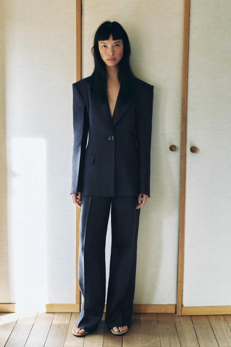 Костюм из брюк с узором в зигзаг из 100% льна