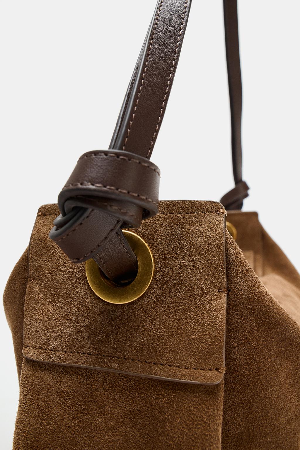 УДЛИНЕННАЯ КОЖАНАЯ СУМКА-МЕШОК